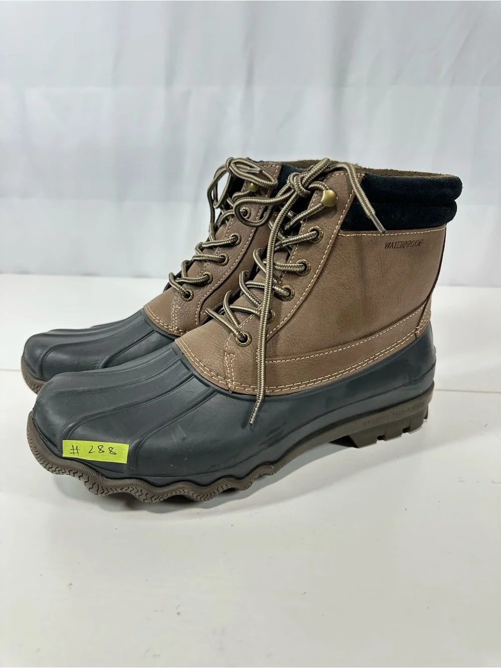 #288 Sperry STS14142 Mens Brewster Brown Boots Ankle Waterproof Size 9